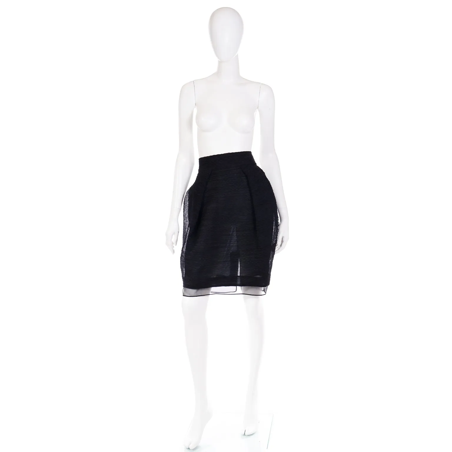 2000s Gianfranco Ferre Deadstock Vintage Black Silk Evening Skirt