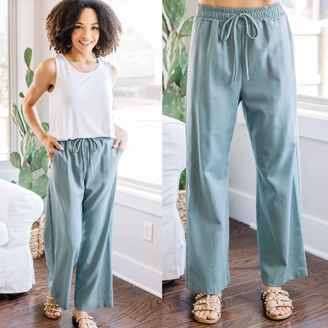 All Of Time Sage Green Linen Pants