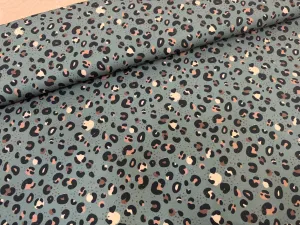 Animal Print Green Cotton Jersey Fabric