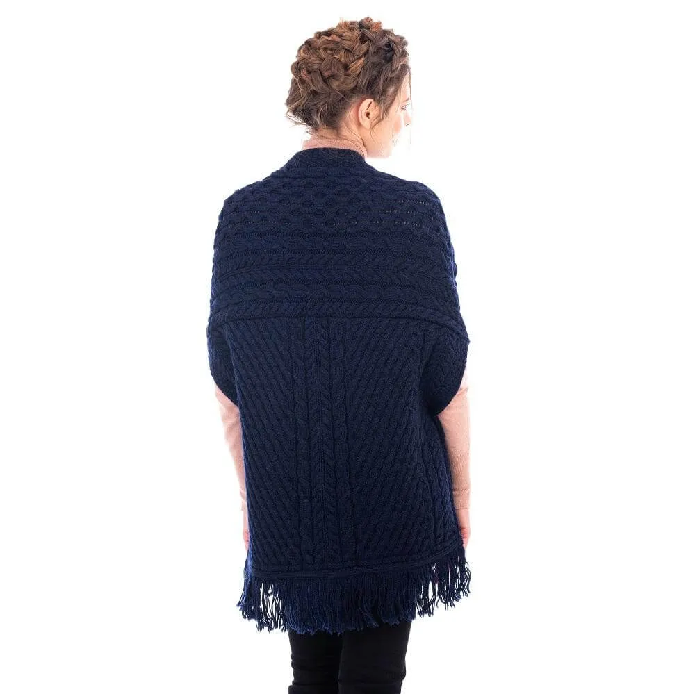 Aran Shawl Wrap Cardigan with Pockets