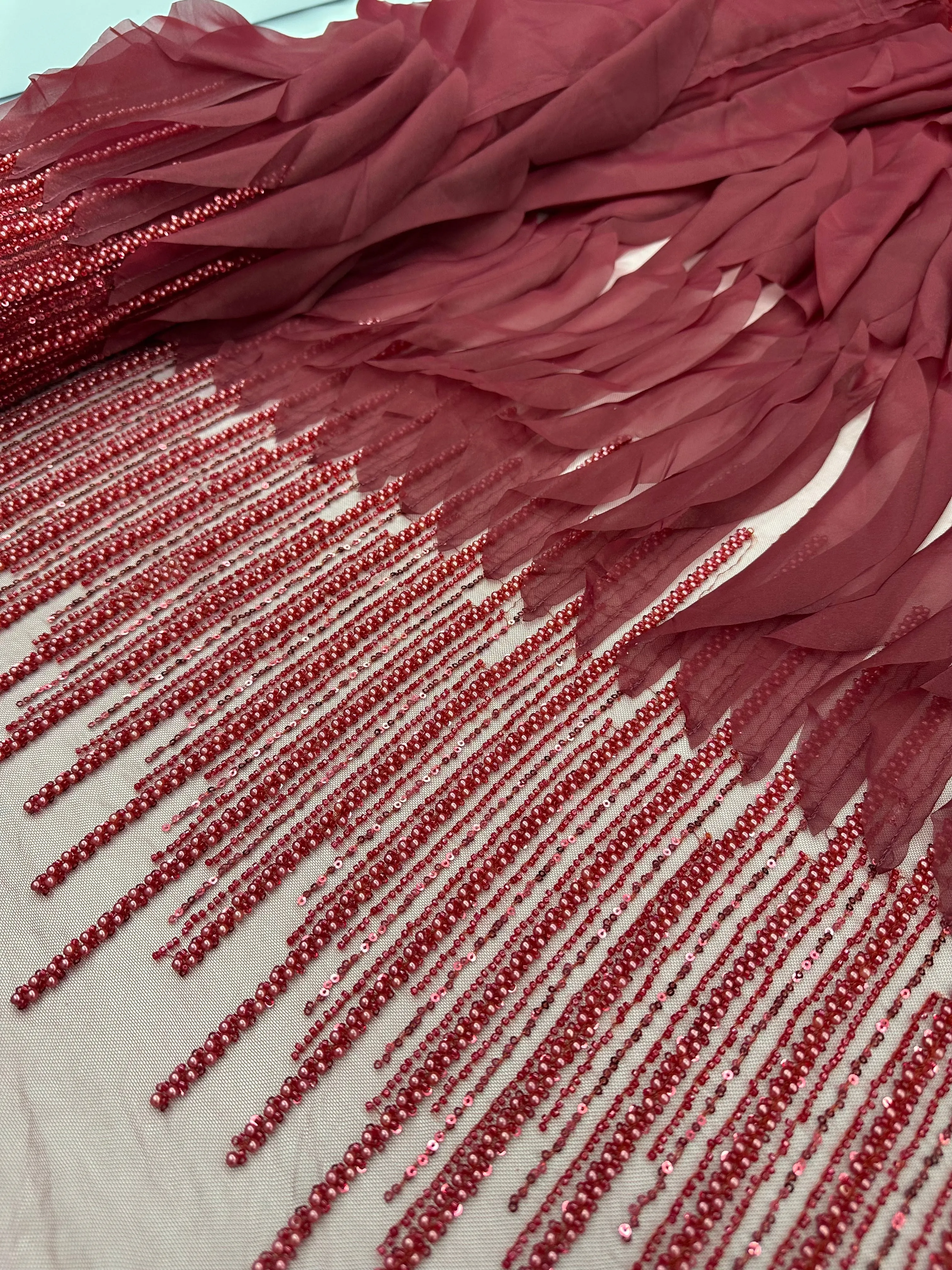 Beaded Frill - Maroon