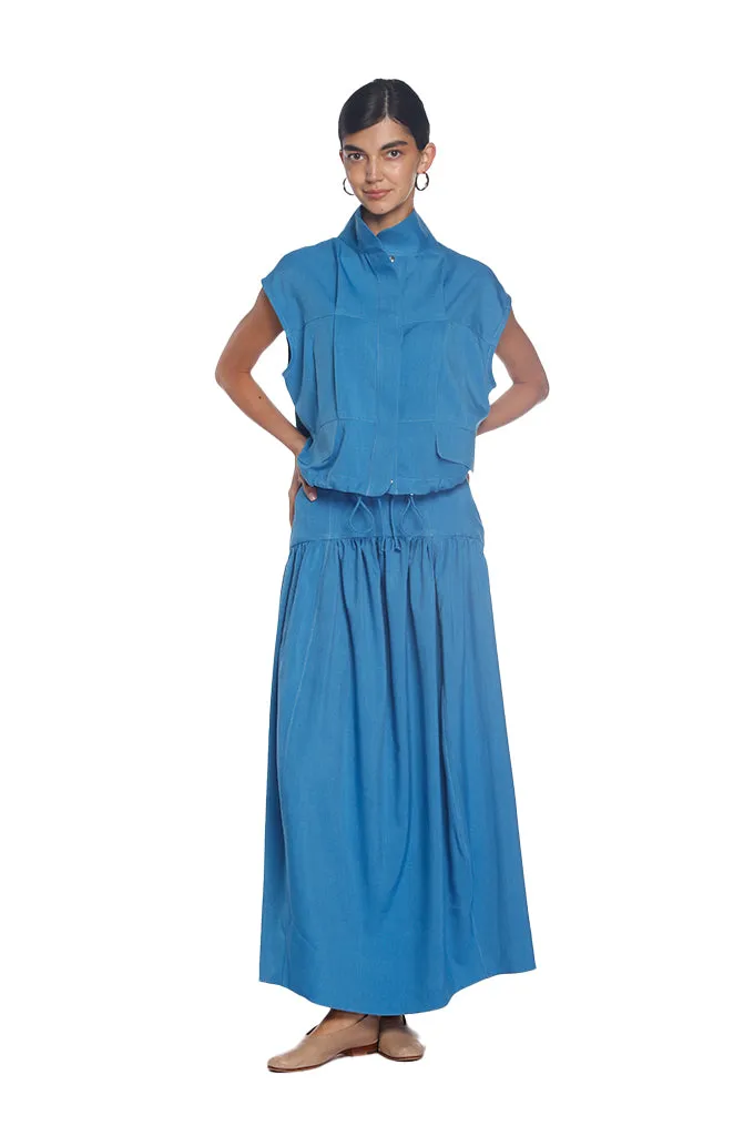 Blue Elizabeth Midi Skirt