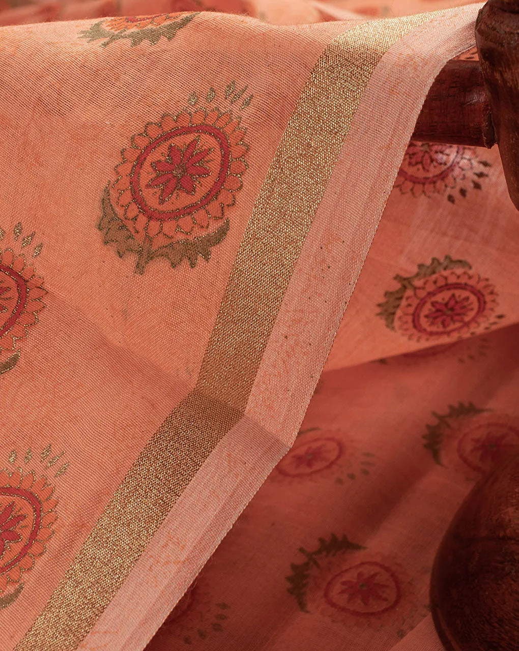 Booti Foil Hand Block Chanderi Fabric