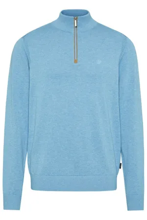 Bugatti - 3XL, Cotton, Half Zip, Light Blue