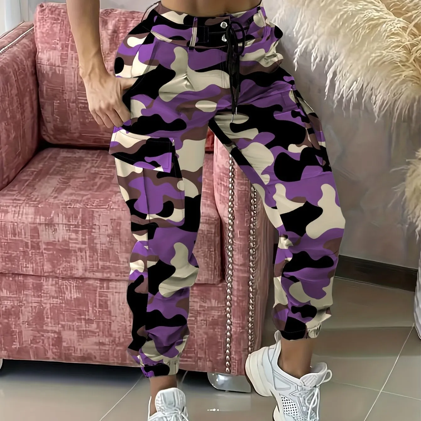 Camo-Print Baggy Jogging Pants