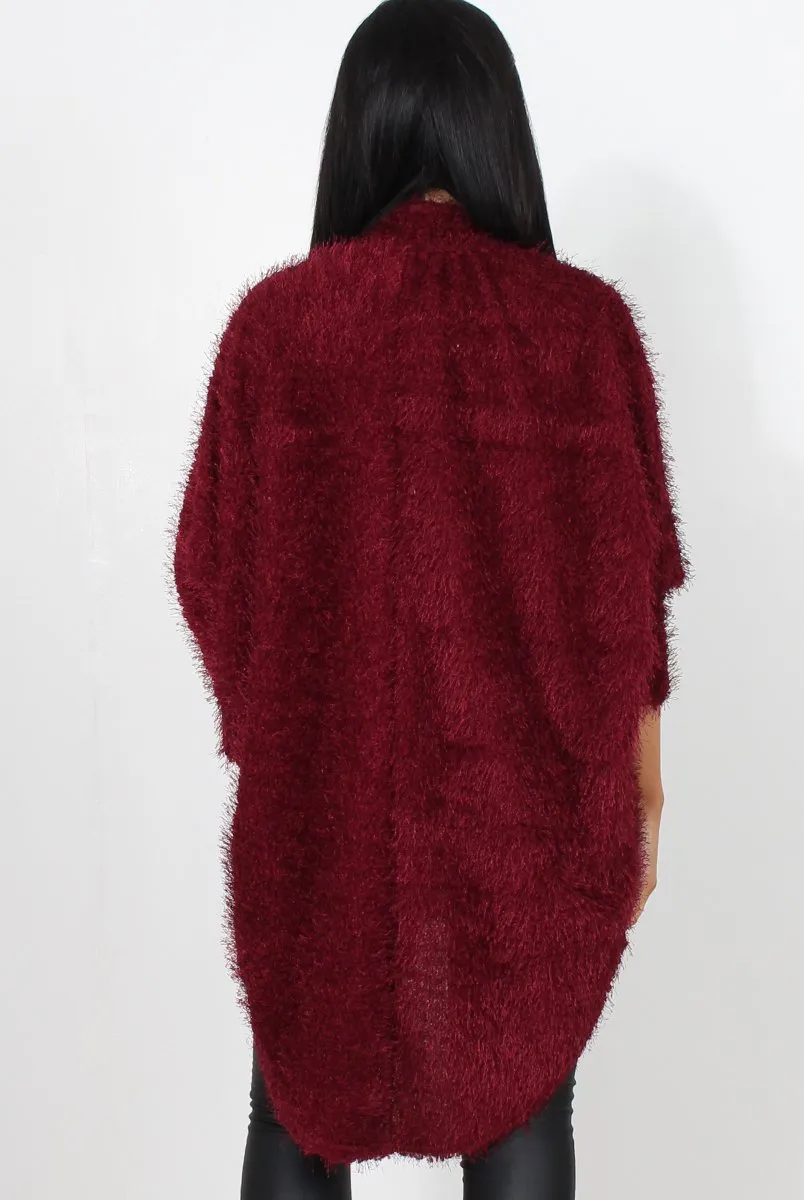 Carrie Wine Drooped Back Knitted Jumper