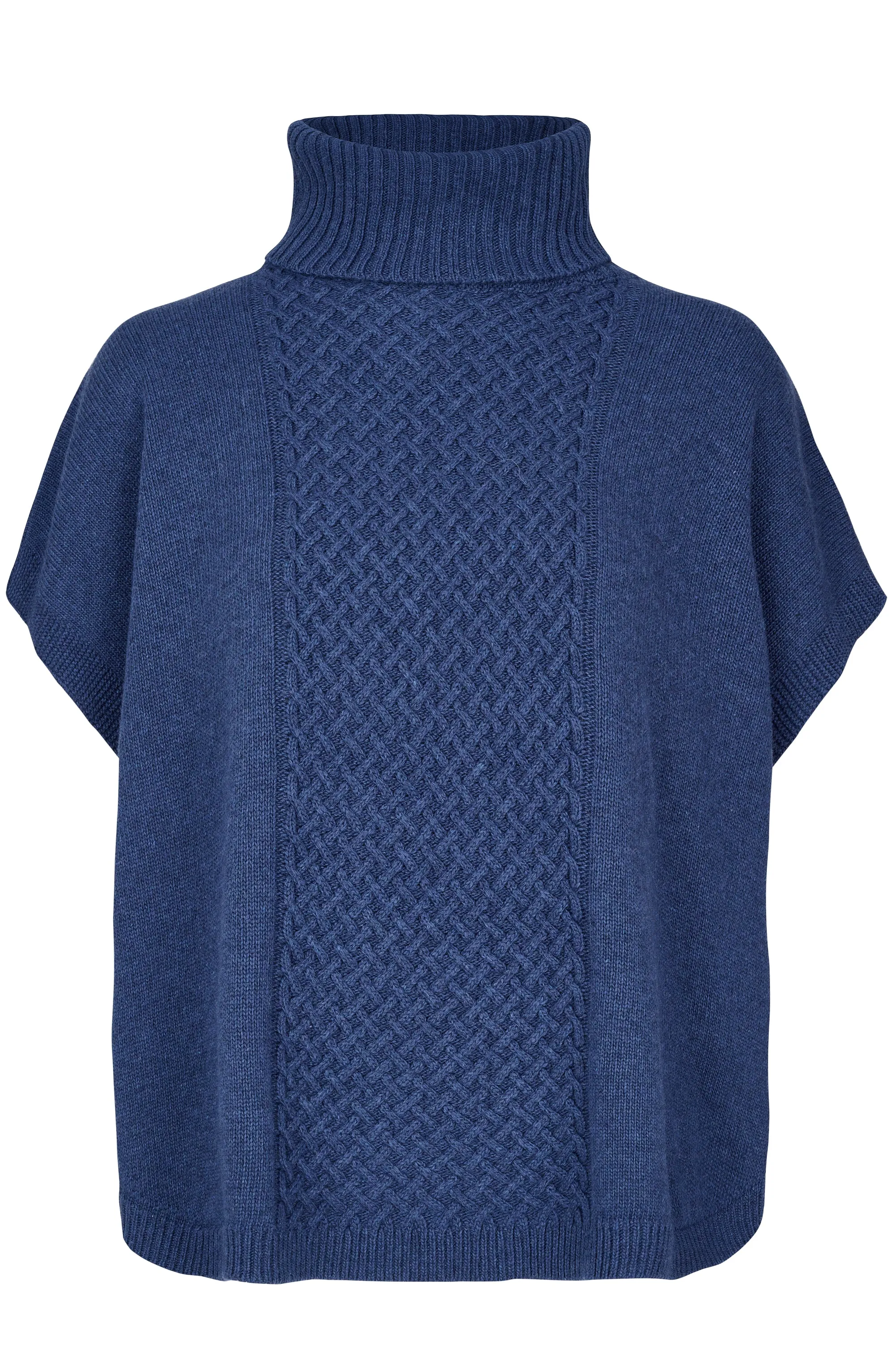 Cashmere Mix Sleeveless Roll Neck Jumper in Blue