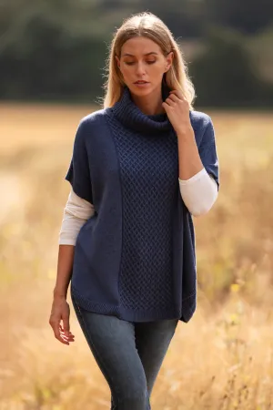 Cashmere Mix Sleeveless Roll Neck Jumper in Blue