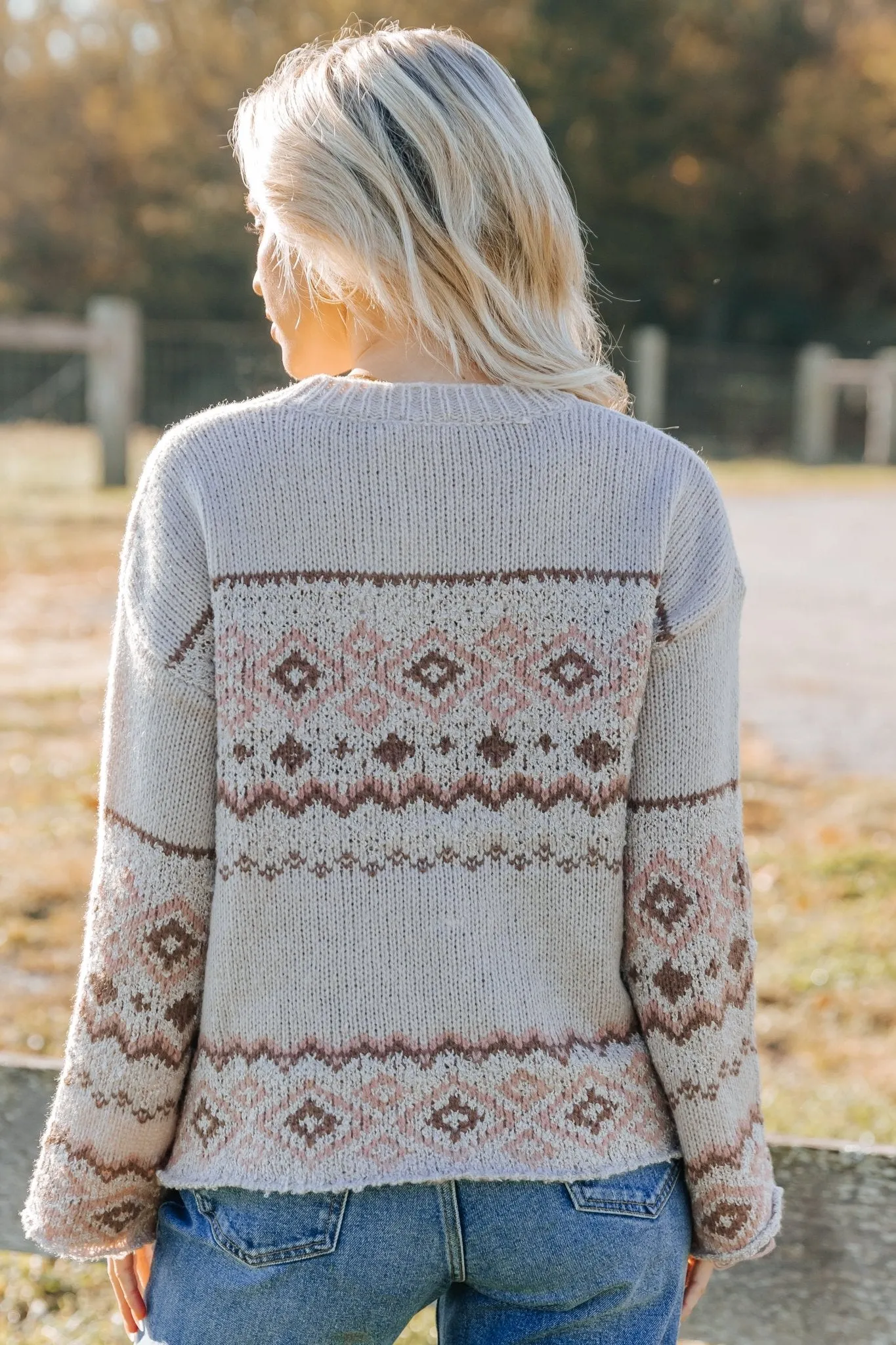 Cozy Mocha Aztec Print Sweater