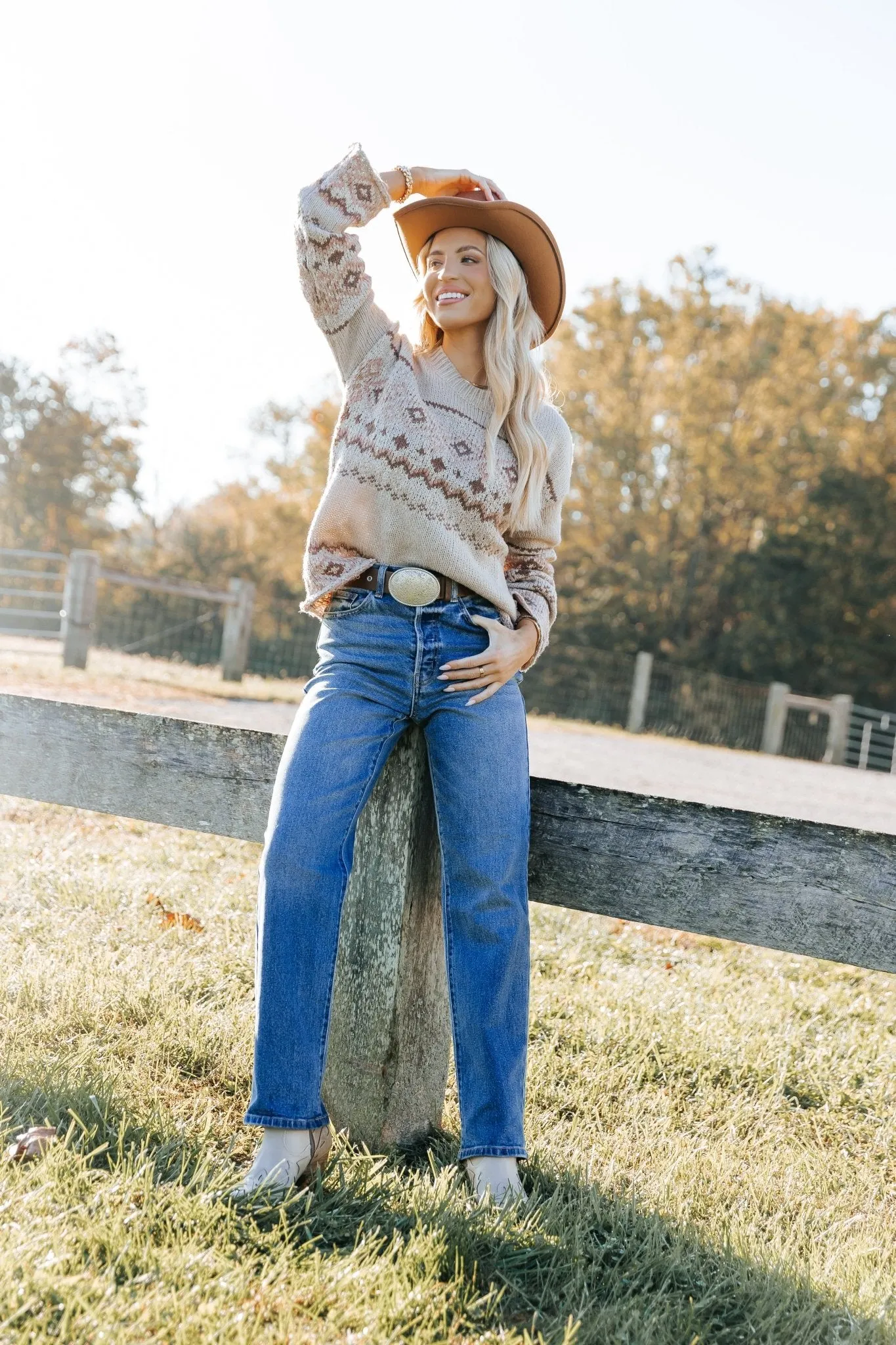 Cozy Mocha Aztec Print Sweater