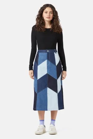 Dallas Spliced Denim Skirt