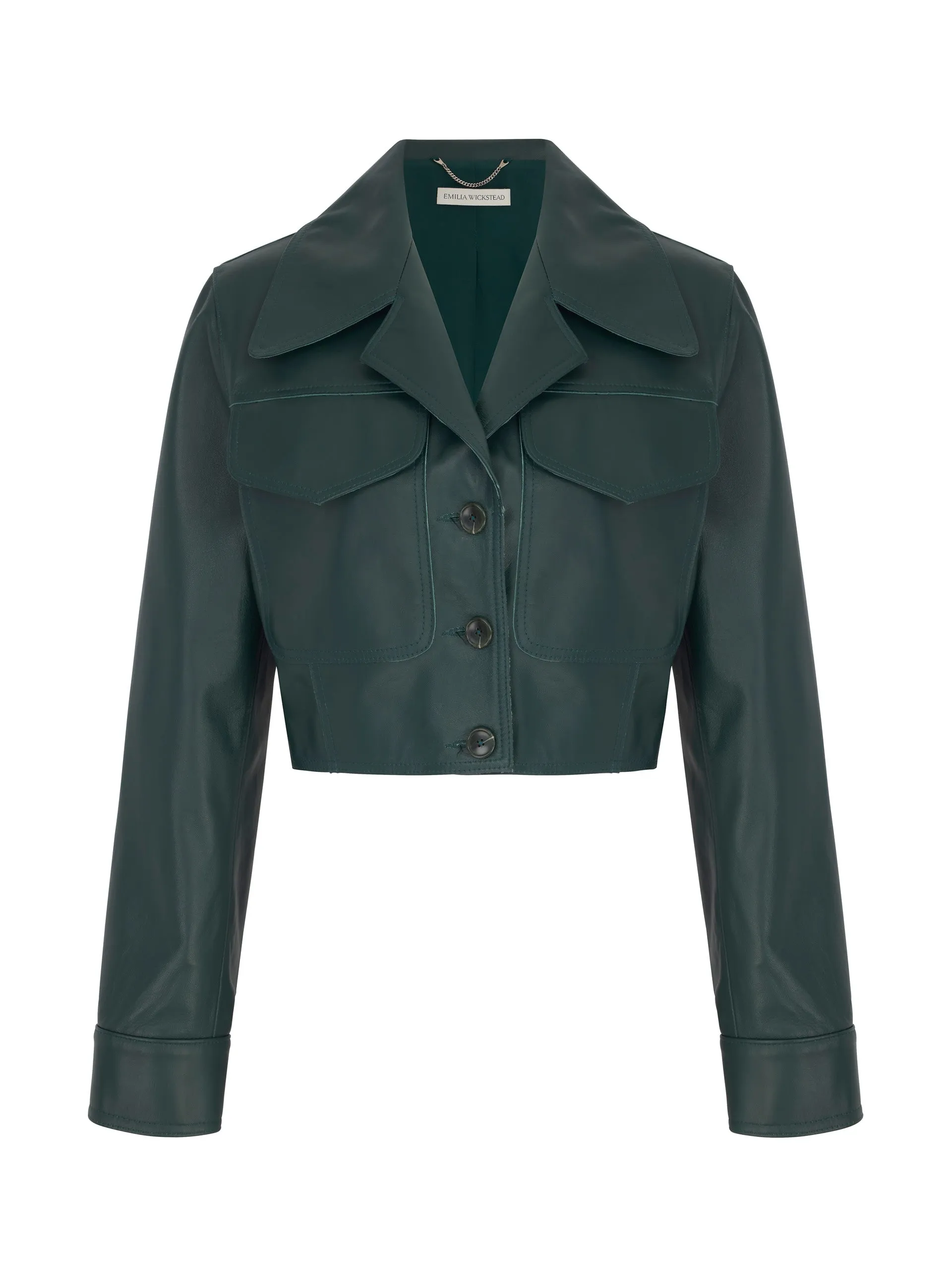 Dark green leather Nics cropped jacket