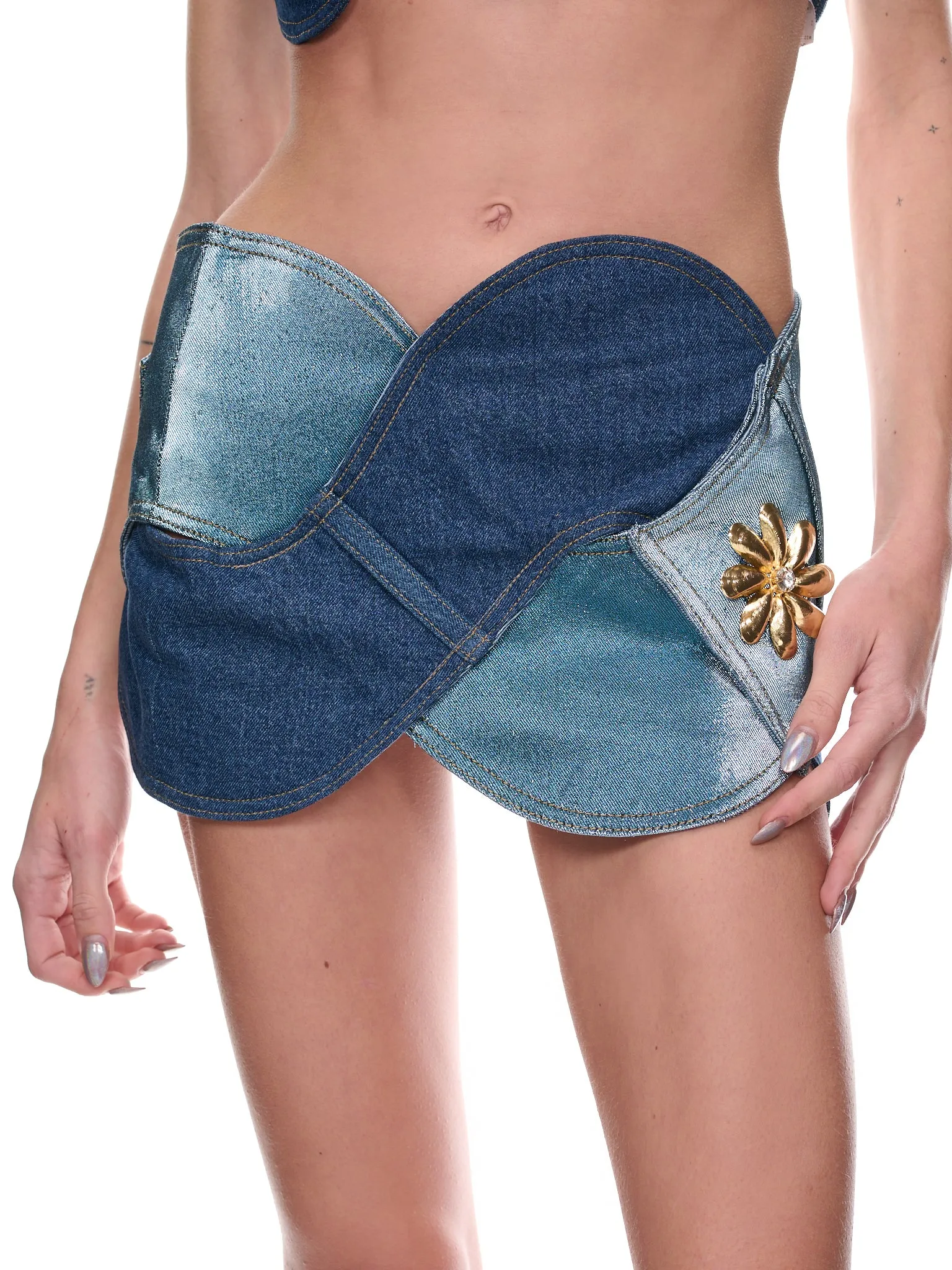 Denim Rope Mini Skirt (2301S02183-LIGHT-BLUE)