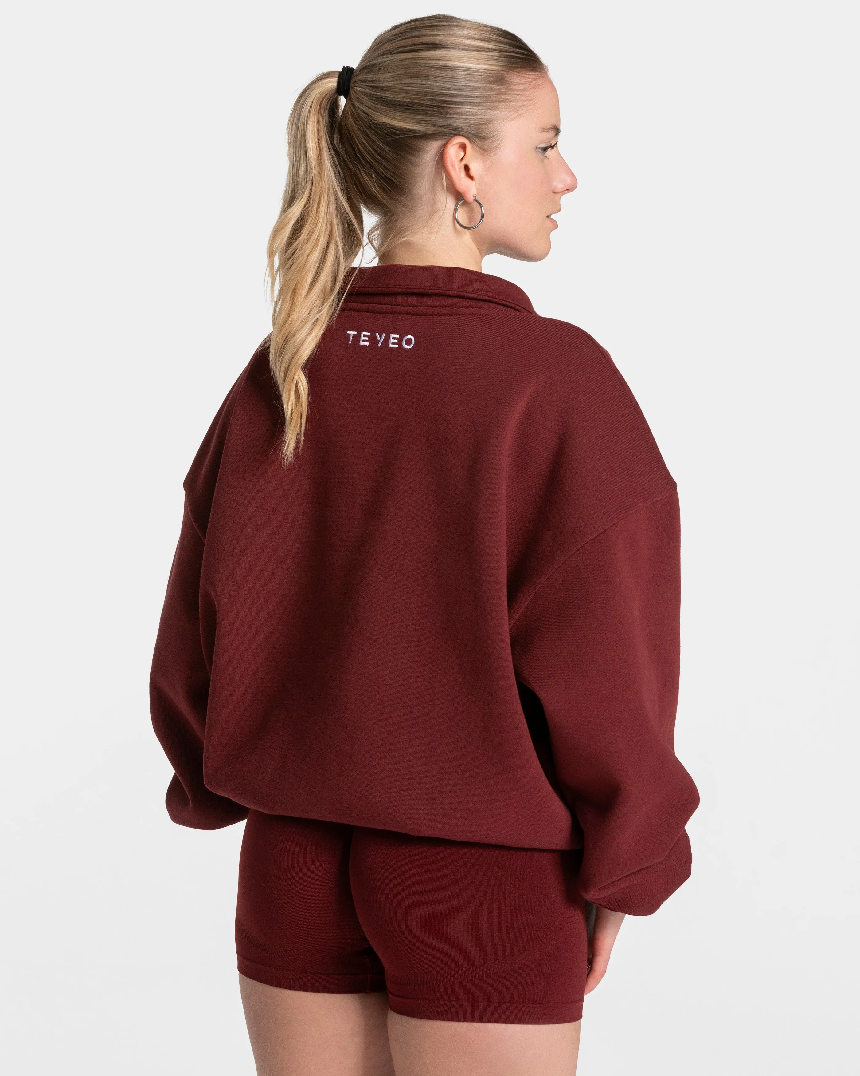 Femme Half Zip Sweater "Weinrot"