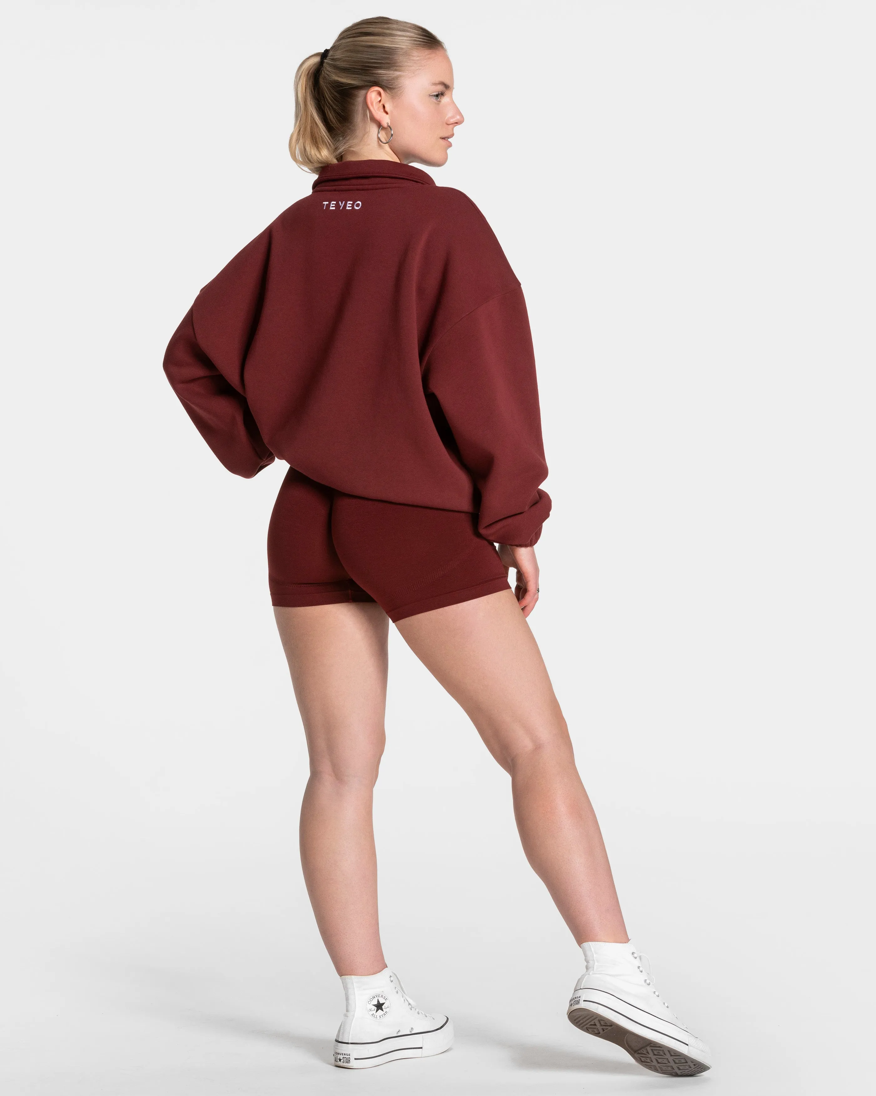 Femme Half Zip Sweater "Weinrot"