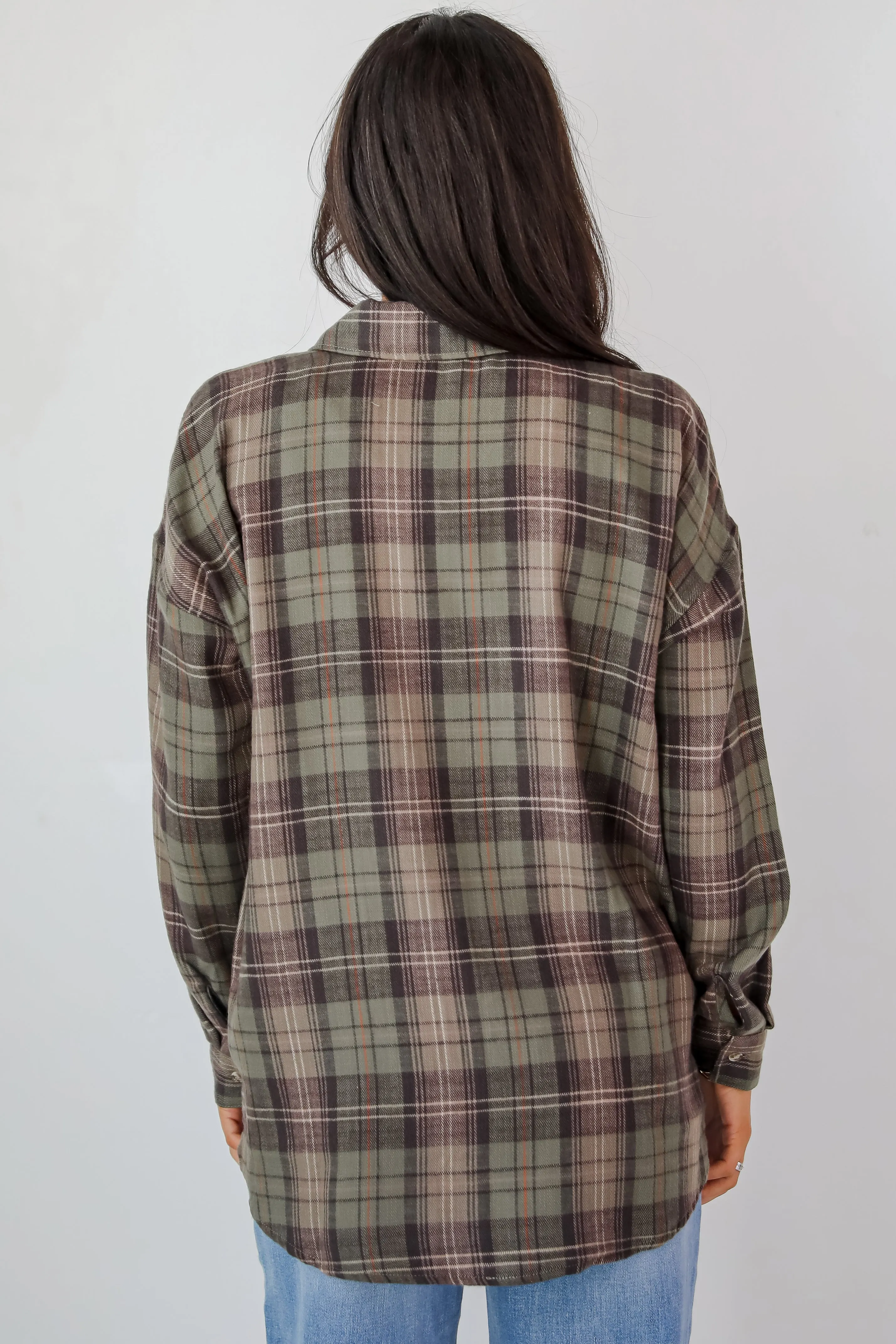 FINAL SALE - Significantly Chic Light Olive Plaid Flannel