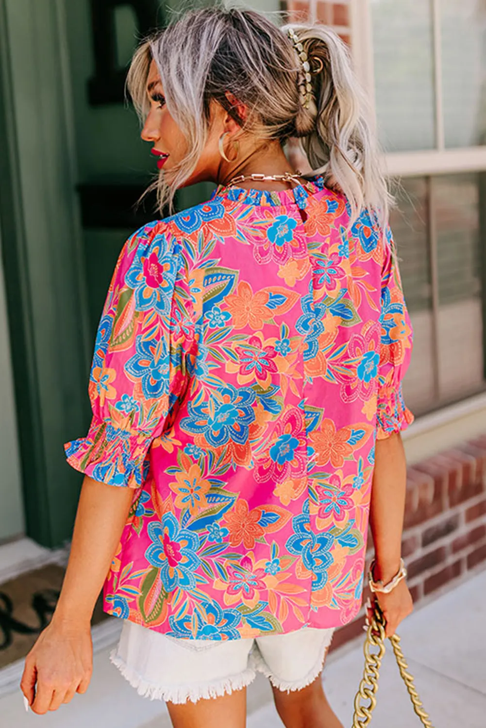 Floral Frilly Plus Size Blouse