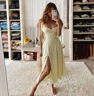 FLYTONN-Sexy spring and summer dresses, party dresses, graduation gifts,'Sunshine' Thigh Split Floral Dress