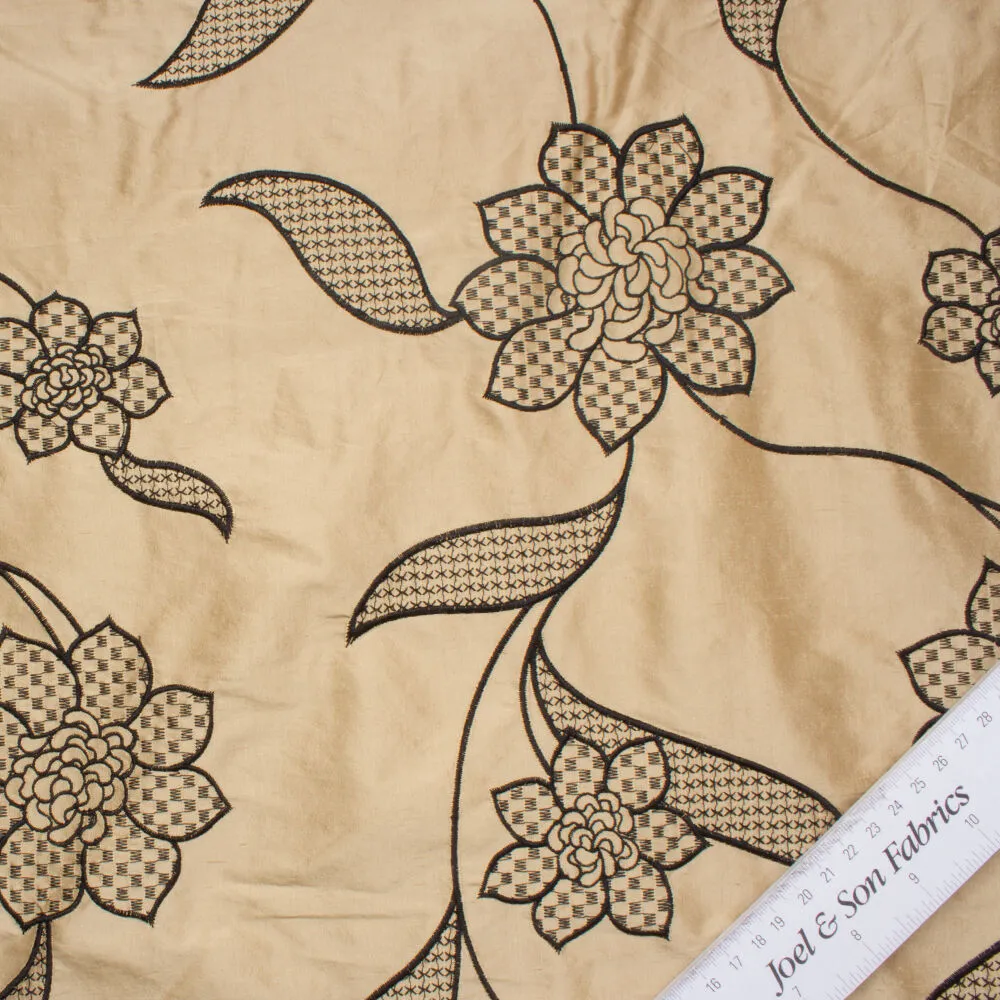 Gold/Black Floral Embroidered Dupion