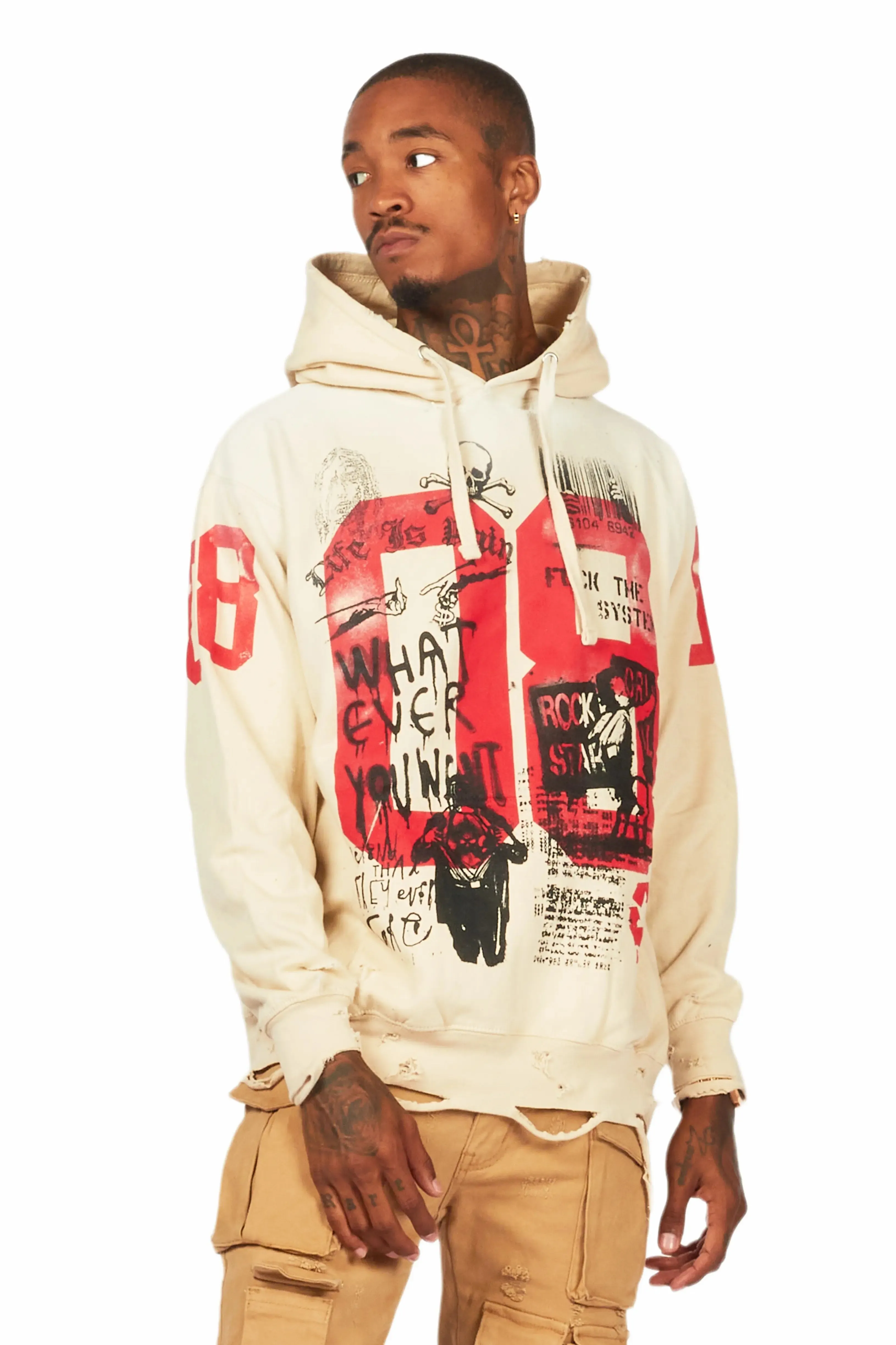 Grill Beige Graphic Hoodie