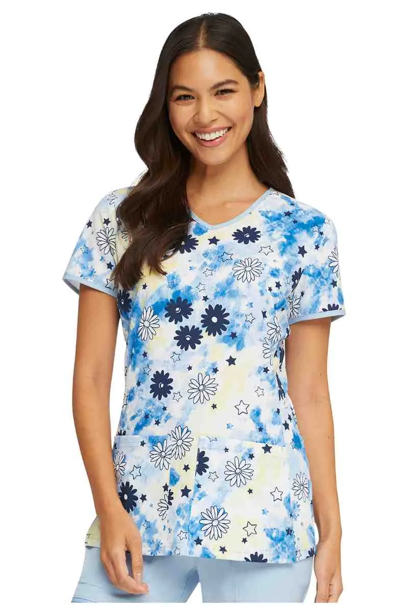 HeartSoul Women's V-Neck Print Scrub Top | Daisy Spirit