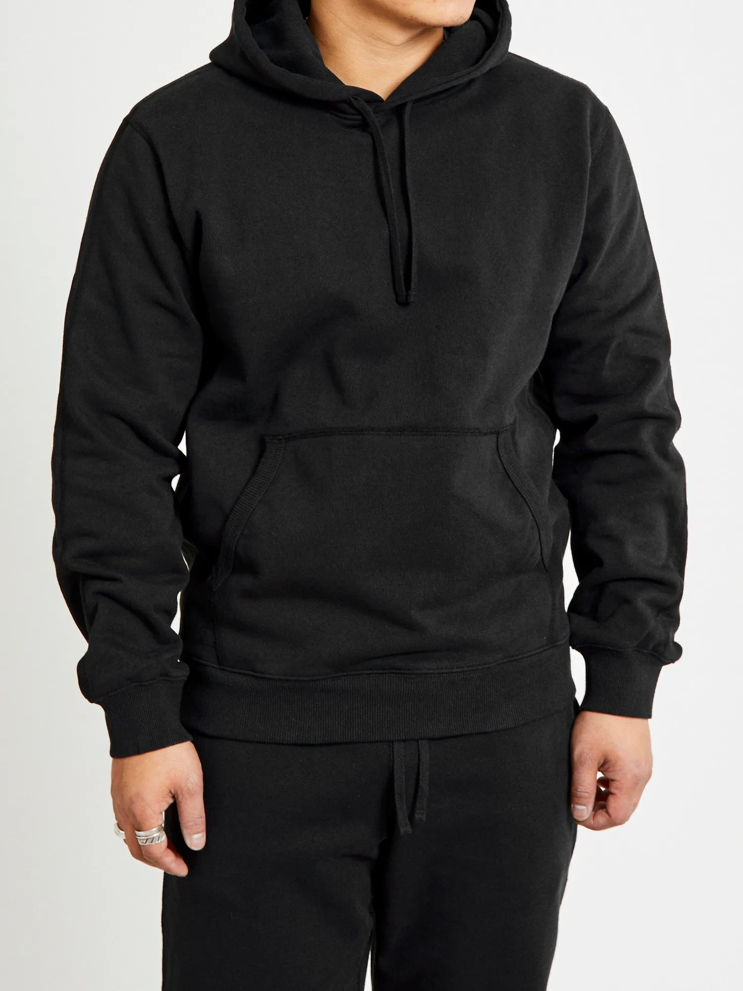 Heavyweight Fleece Relaxed Pullover Hoodie in Black