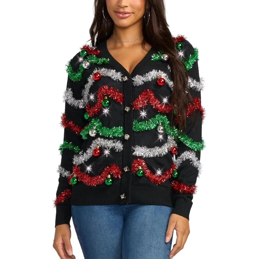 Holiday Sweater With Reindeer And Snowflake Design