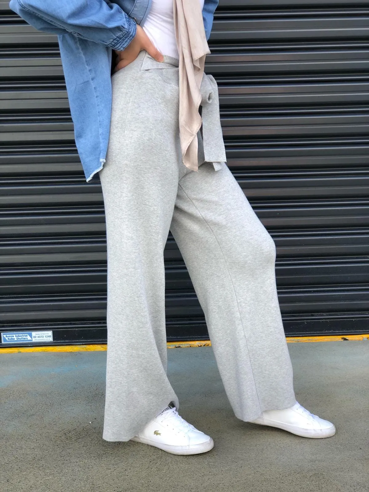 Knit Tie Wide Leg Pants