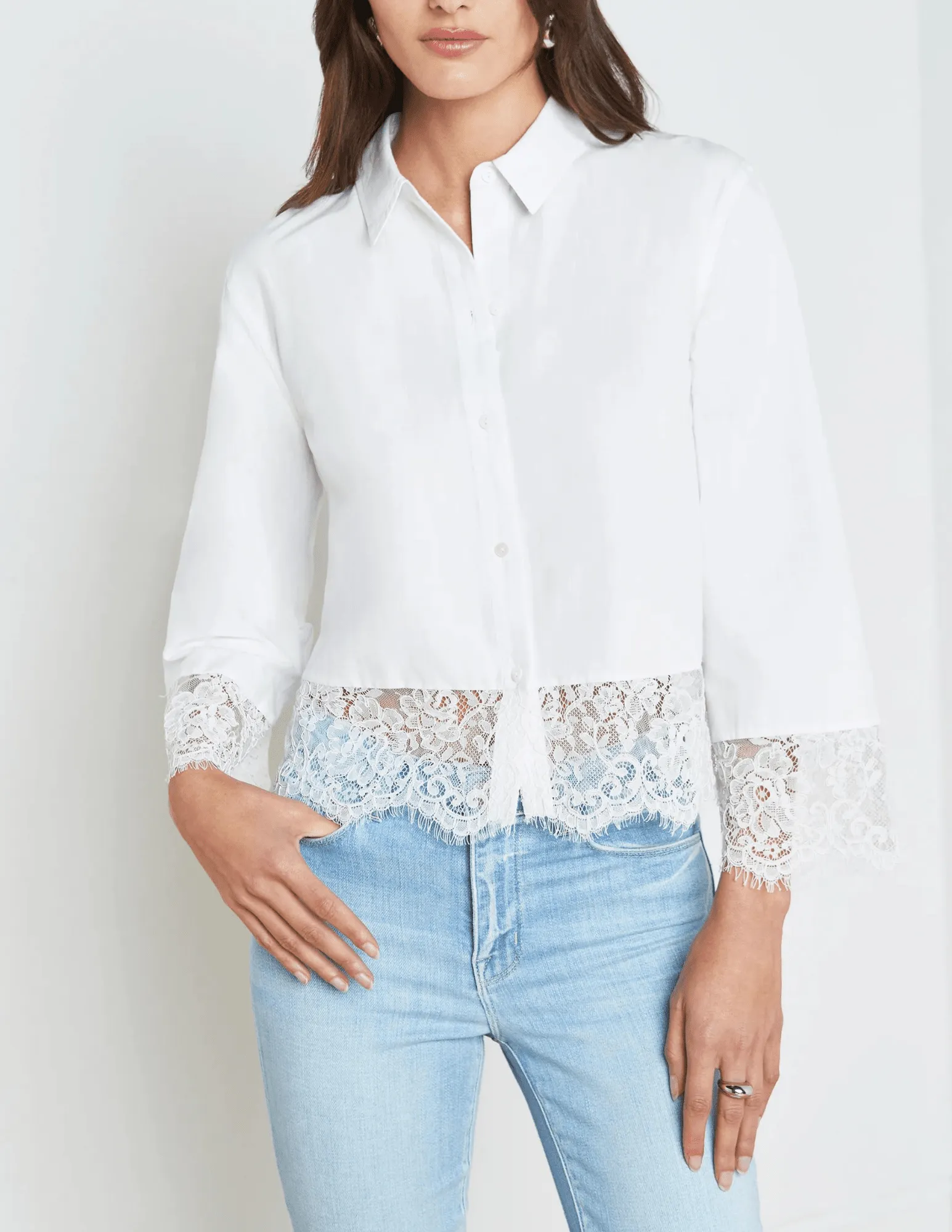 L'Agence Levo Lace Trim Shirt