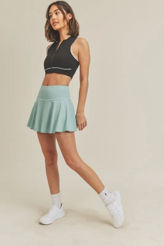 Light Blue Active Tennis Skirt with Lining Pocketed Shorts