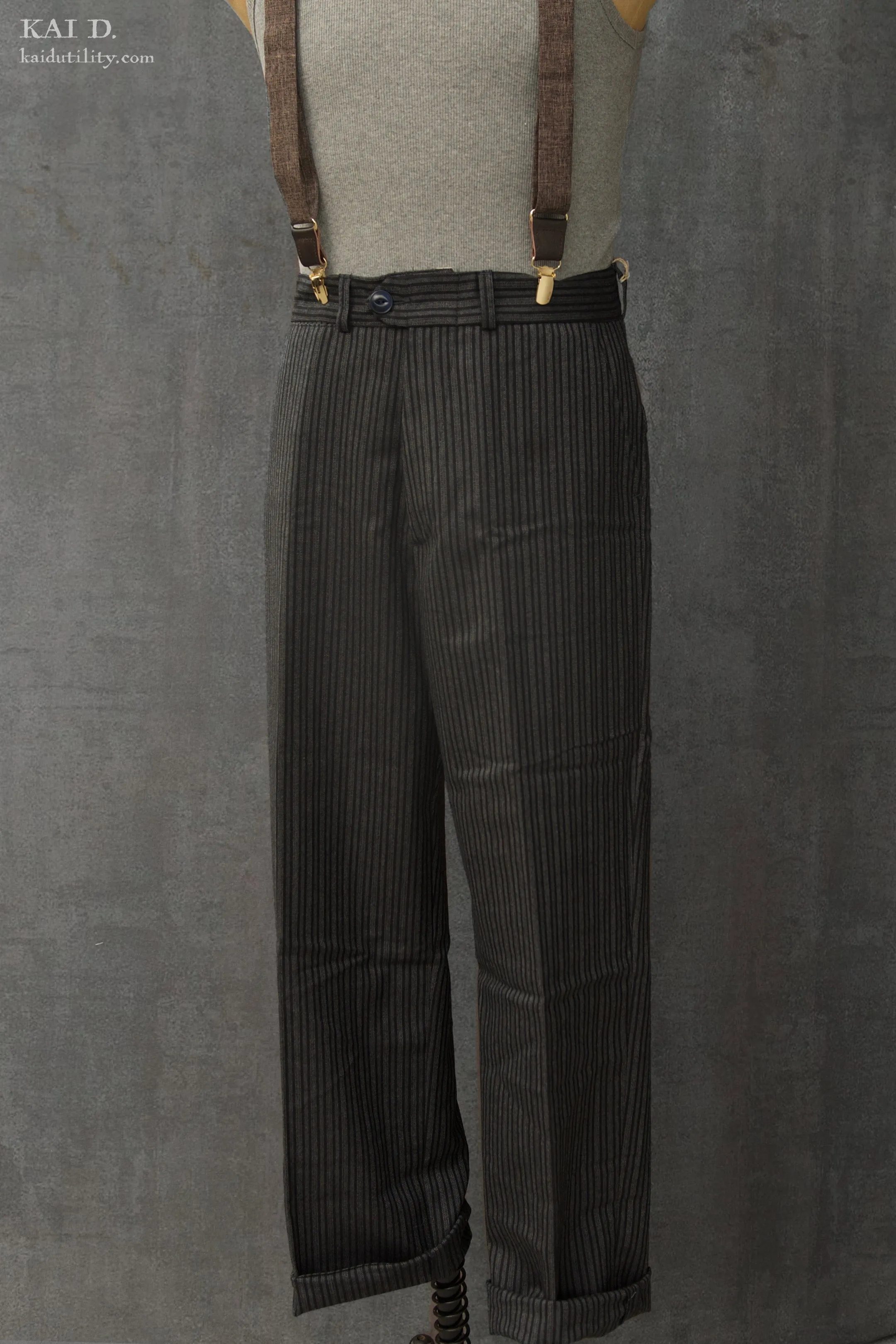 Loose Fit High Waisted Wool Pants - British Wool - 30, 32, 34, 36