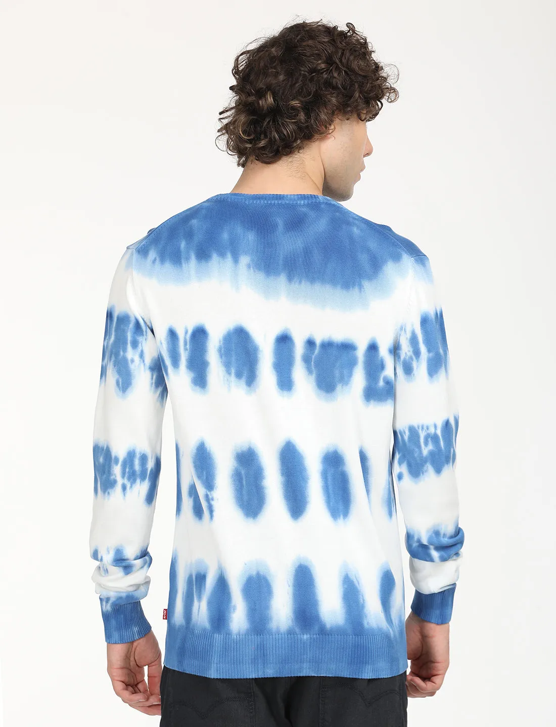 Men's Tie-Dye Blue Crew Neck Sweater