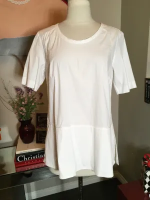 Piazza Sempione Size S/M White Stretch Cotton Trapeze Shirt - 1-335-7219