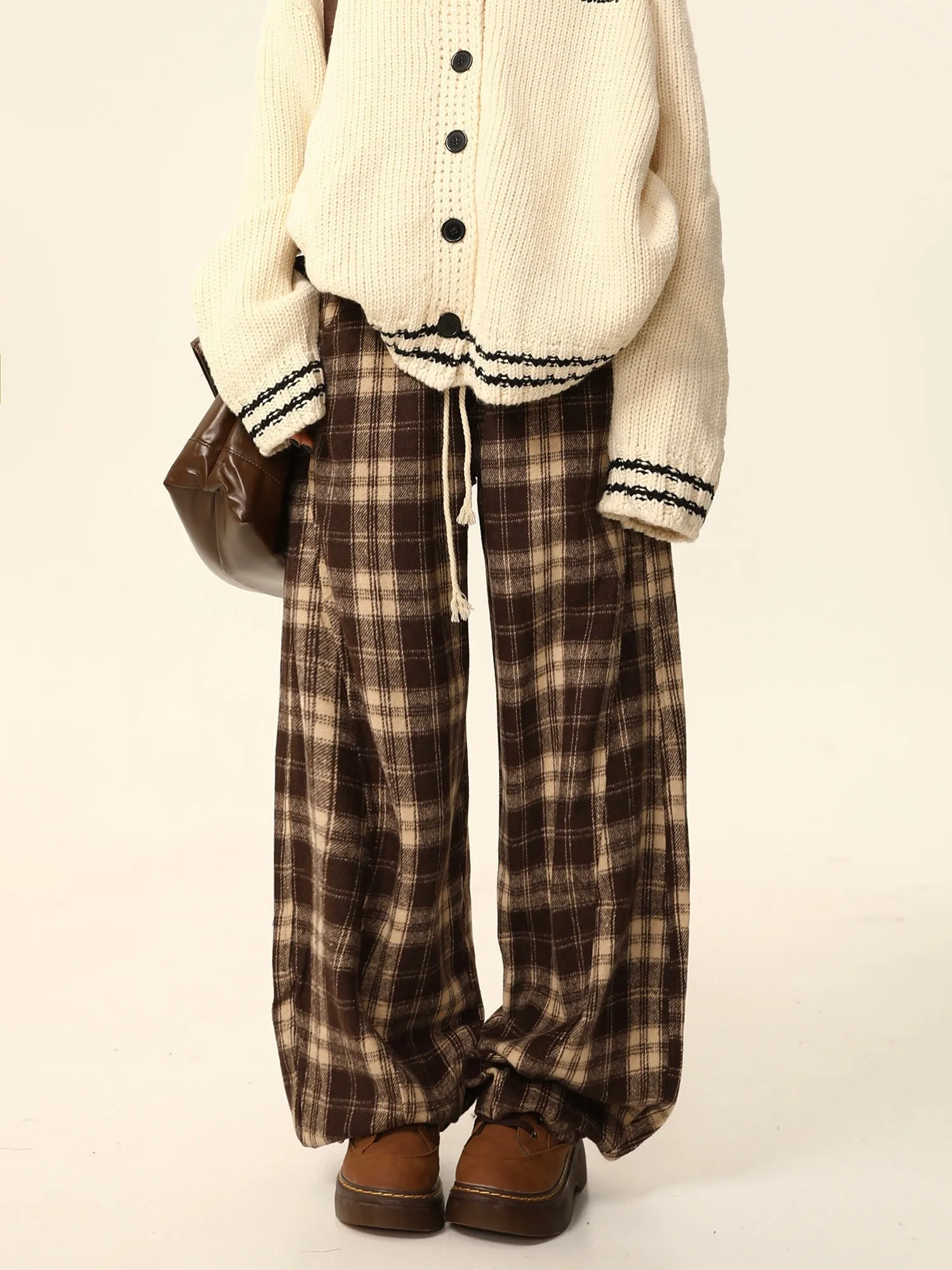 Plaid Flannel Wide Leg Pants