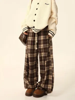 Plaid Flannel Wide Leg Pants