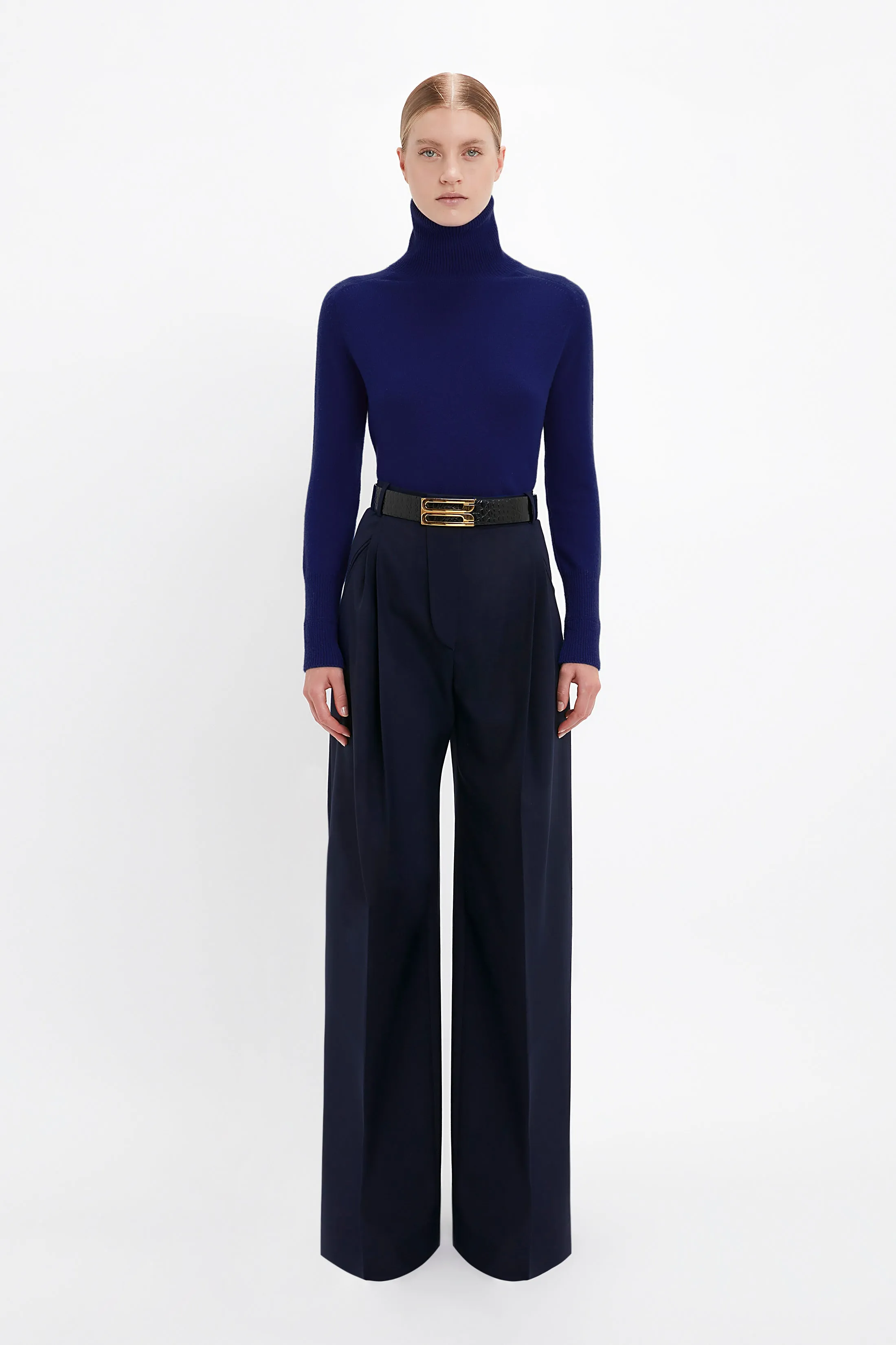 Polo Neck Jumper In Navy