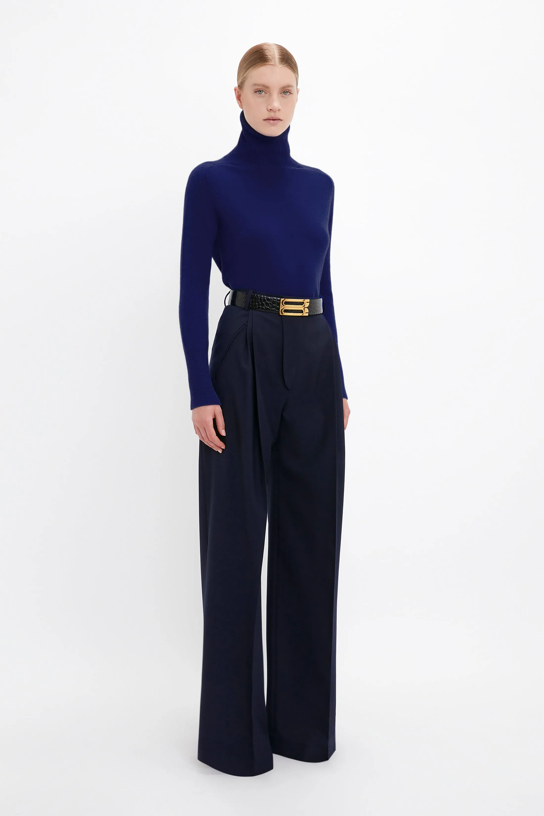 Polo Neck Jumper In Navy