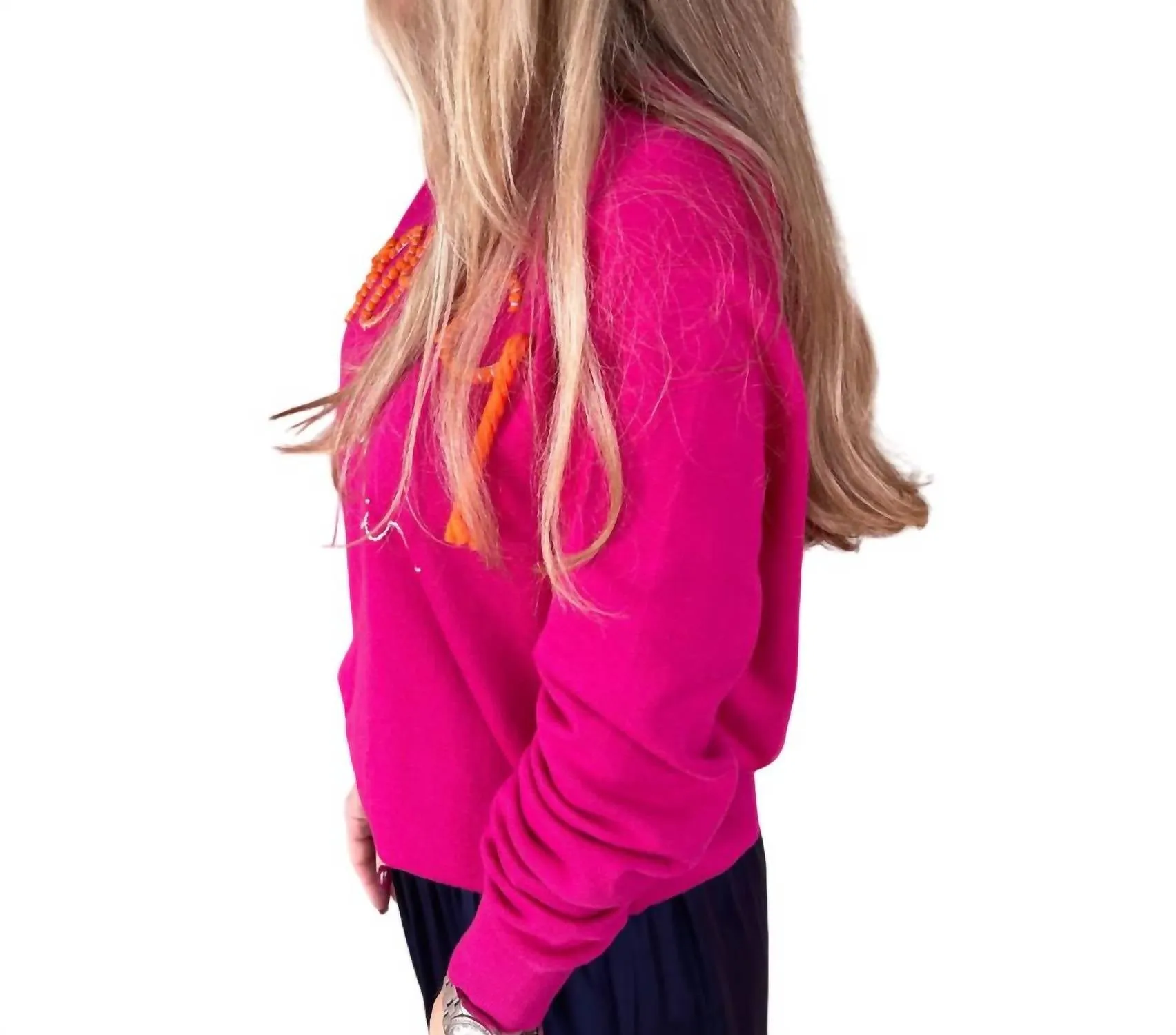 "magic In The Air" Crew Sweater In Fuchsia Rose