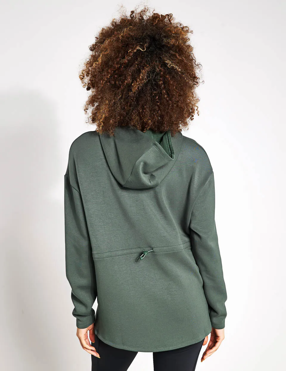 Relaxed Yoga Longline Hoodie - Dark Sage