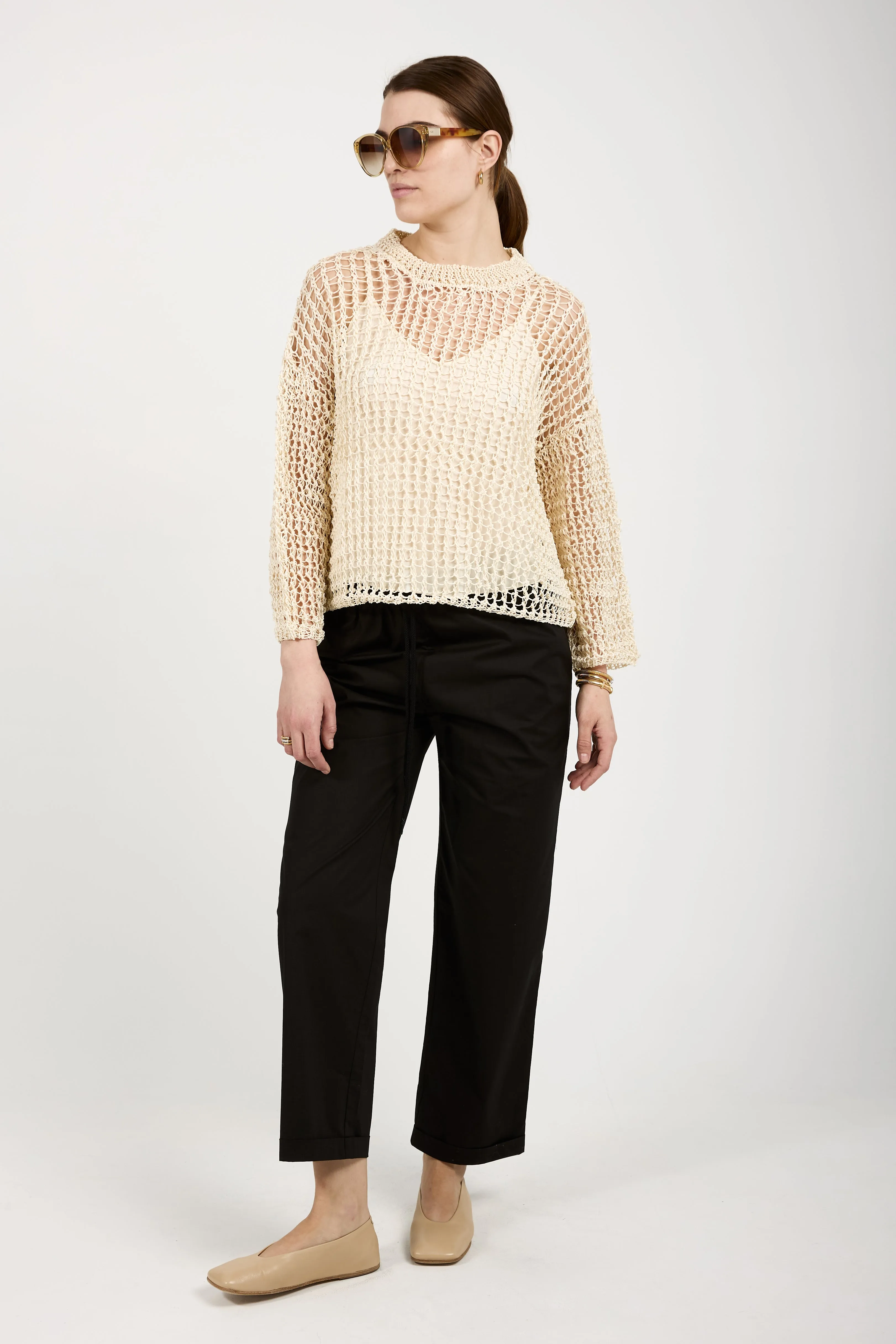 Silk Knit Sweater in Avorio