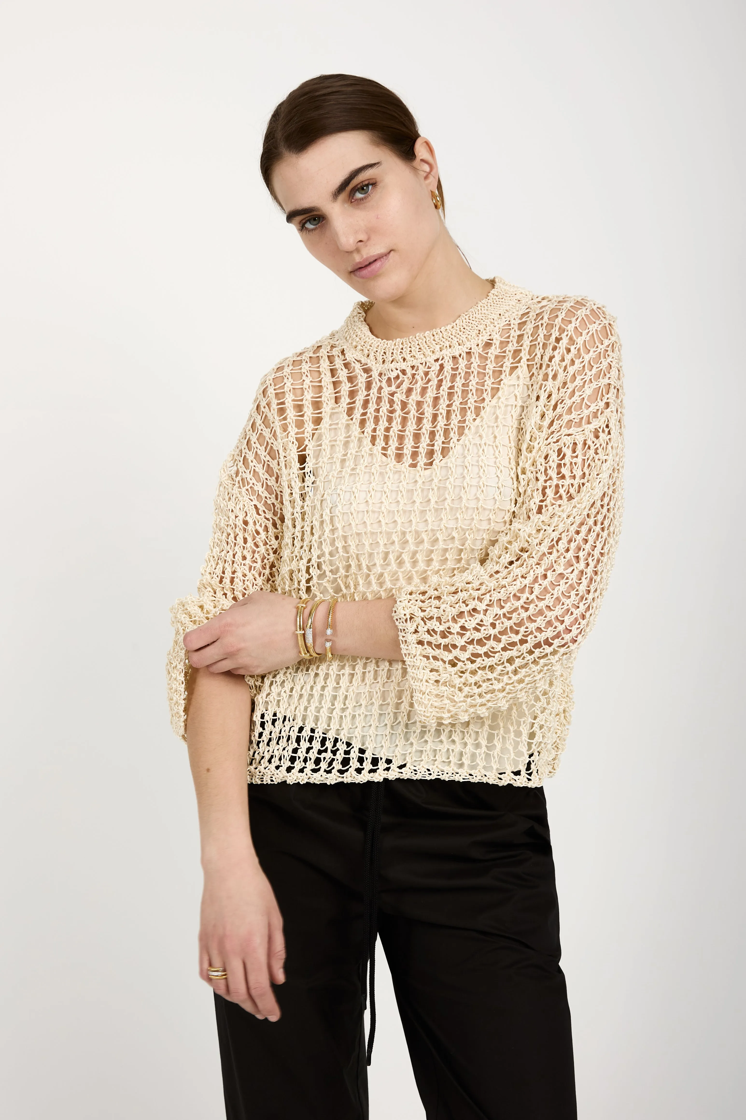 Silk Knit Sweater in Avorio