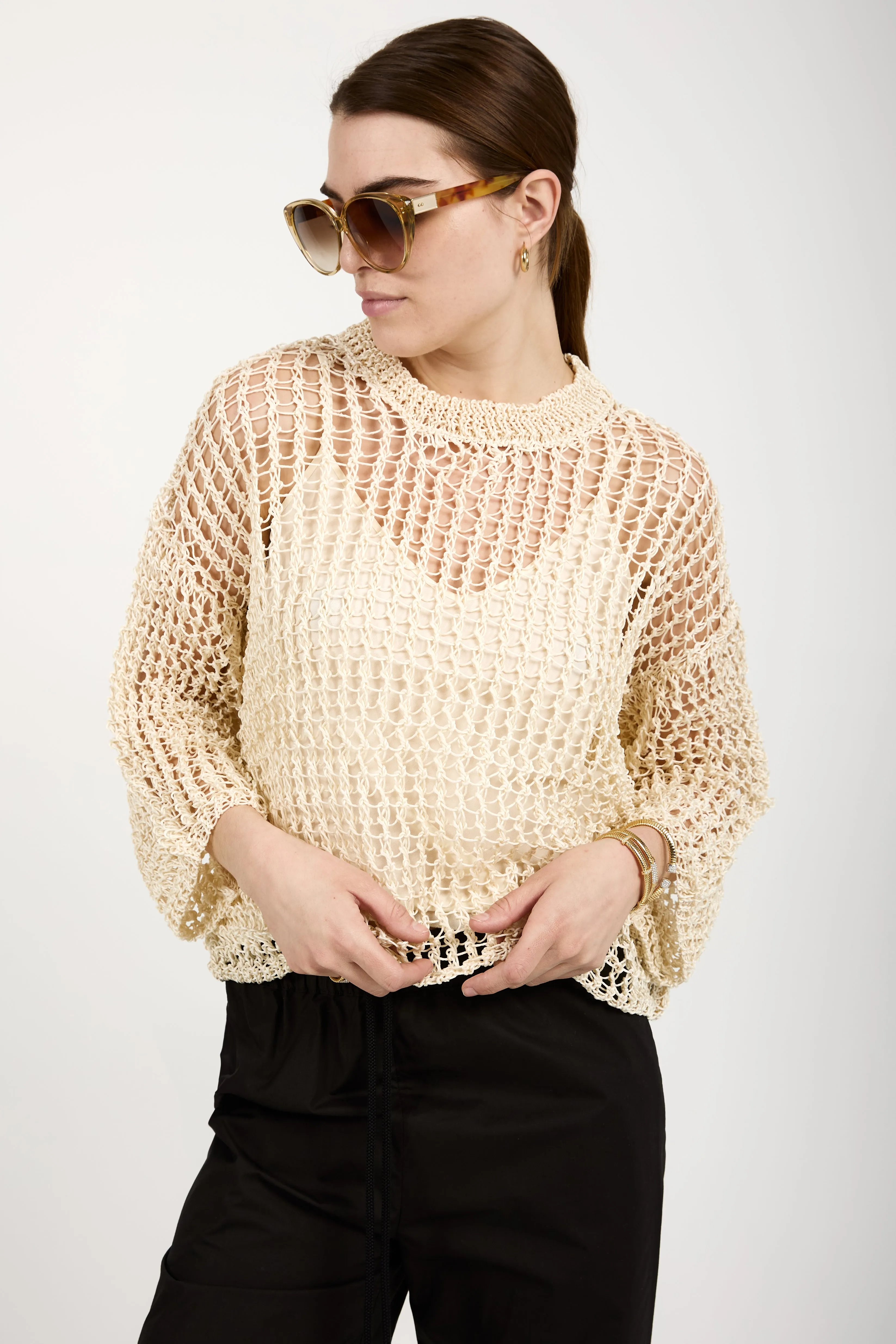 Silk Knit Sweater in Avorio