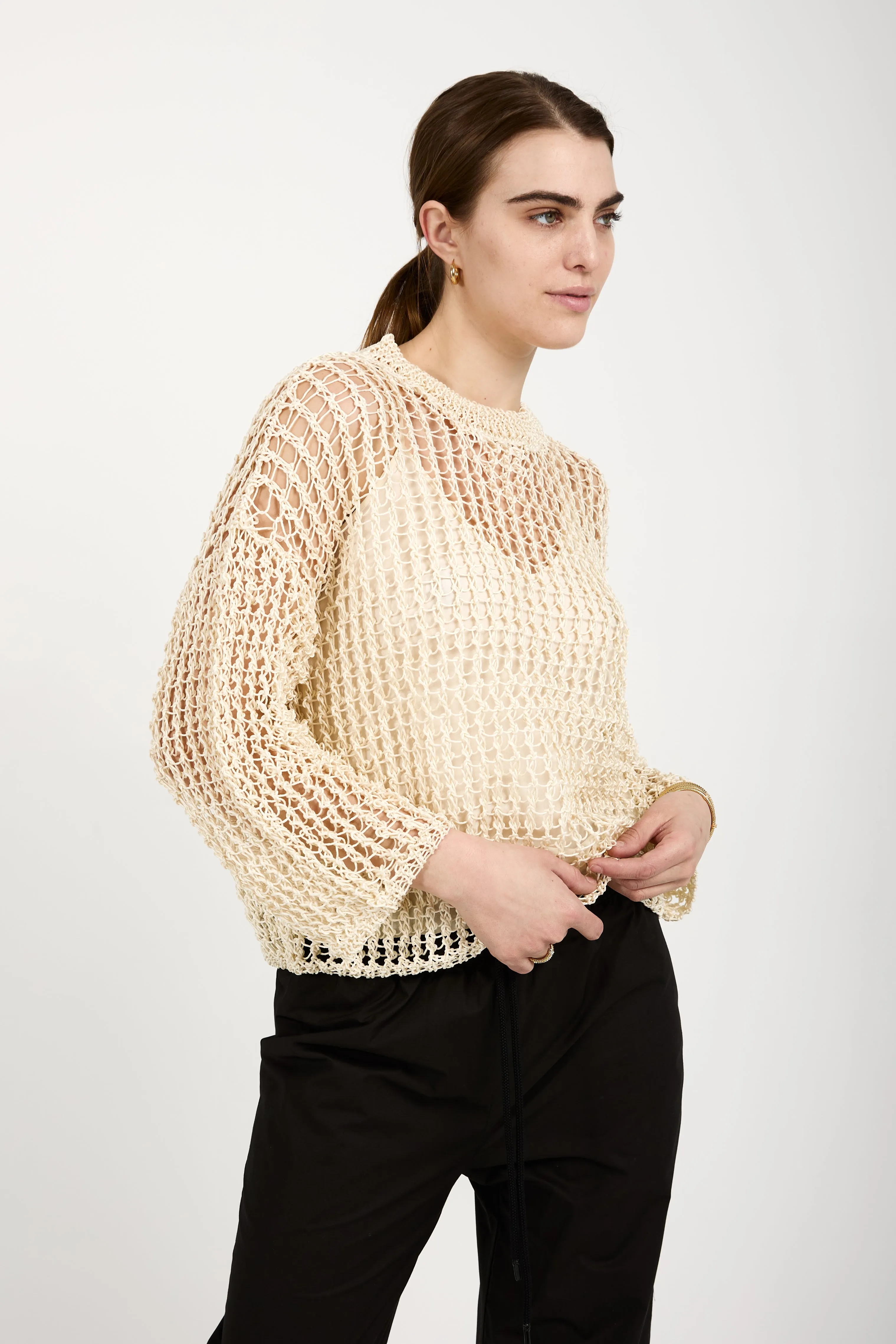 Silk Knit Sweater in Avorio