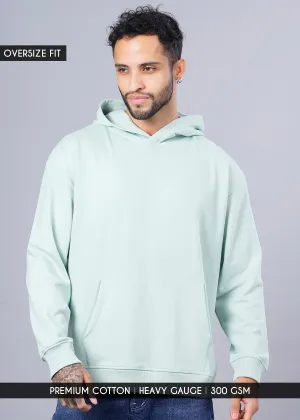 Solid Men Drop Shoulder Premium Terry Hoodie - Mint Green