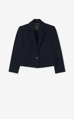 The Broadway Cropped Blazer in Stretch Crepe Suiting