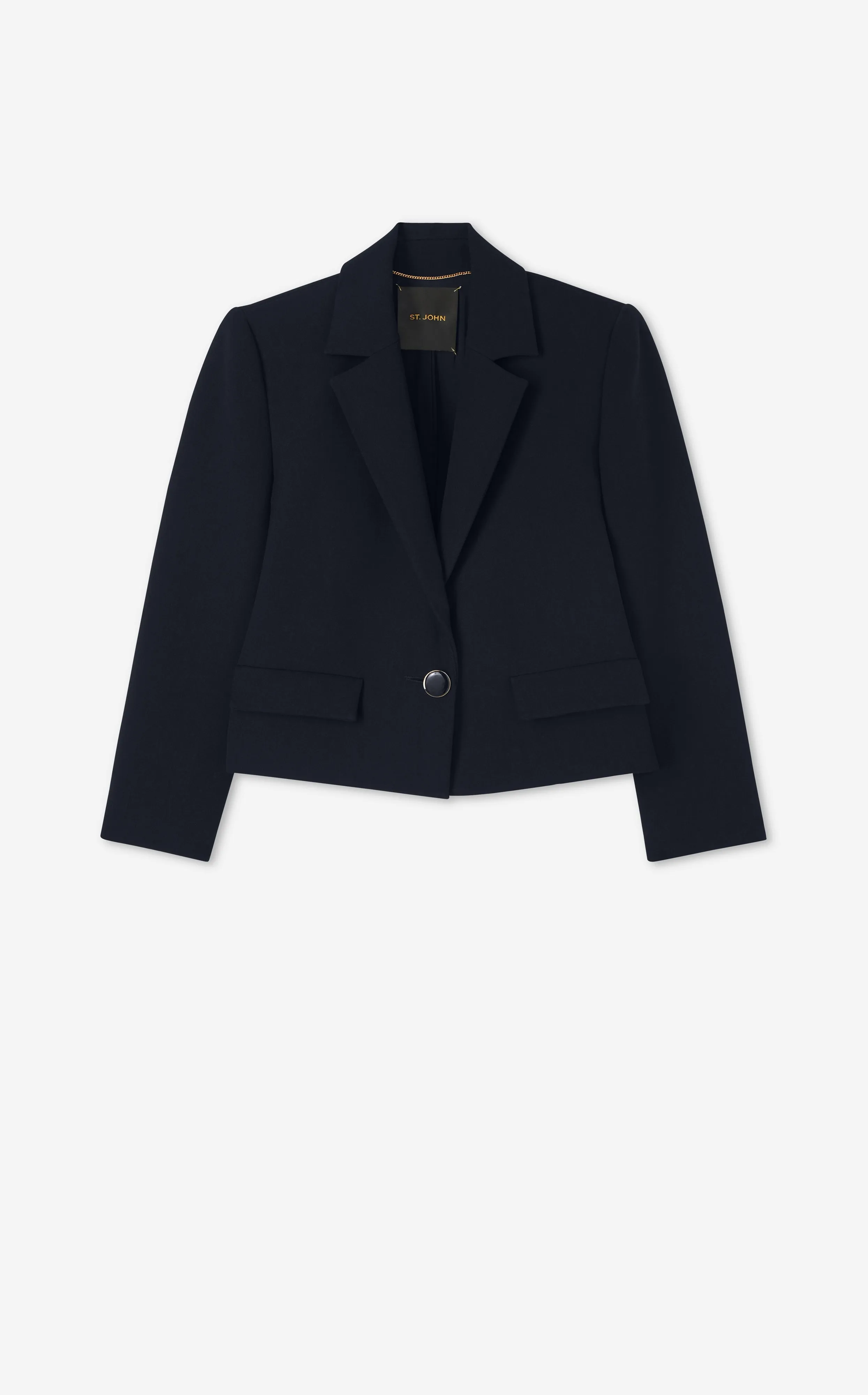 The Broadway Cropped Blazer in Stretch Crepe Suiting