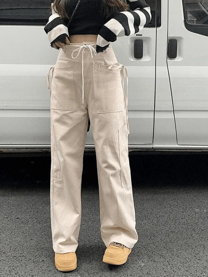 Tie Strap Straight Leg Pants