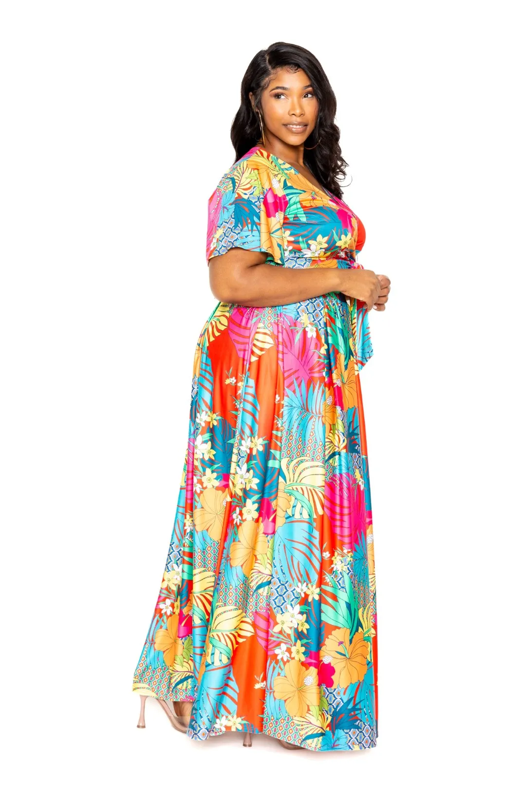 Tropical floral maxi skirt & top set - Ships from The USA