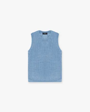 Washed Knit Vest - Sky Blue