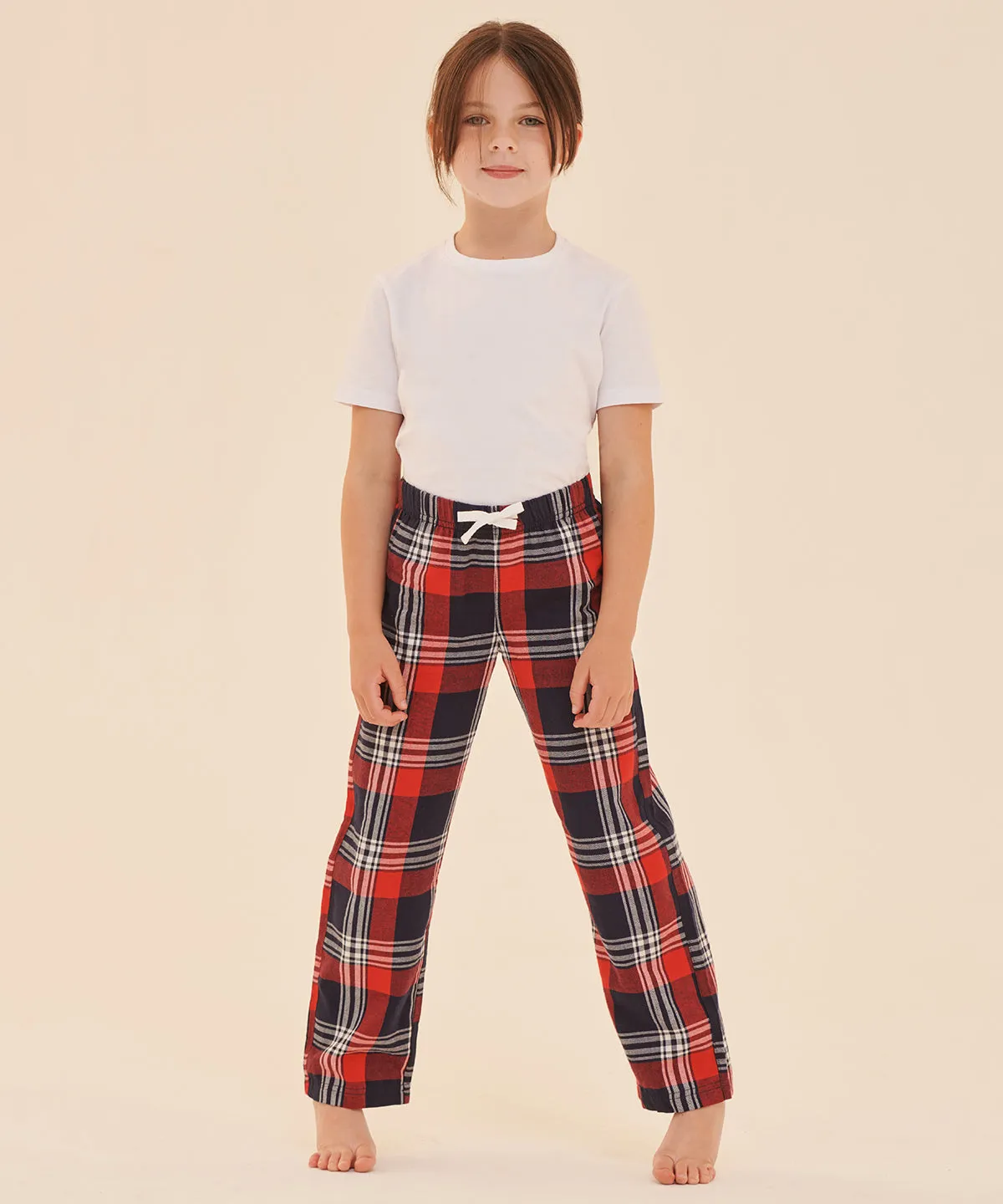 White/Pink Check - Kids tartan lounge pants